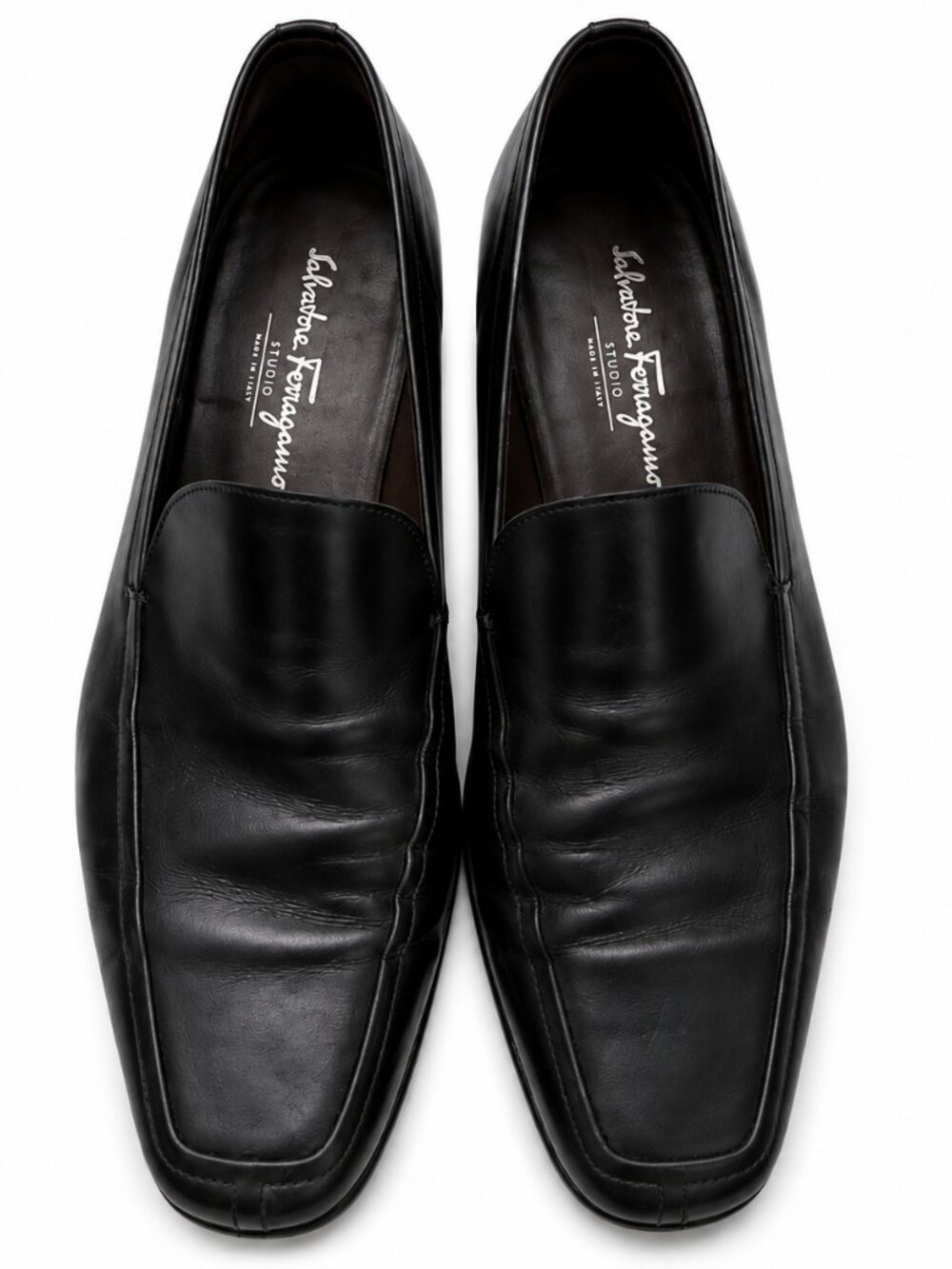 Salvatore Ferragamo Studio Black Leather Loafers Dress Shoes Men’s 10.5 D Italy